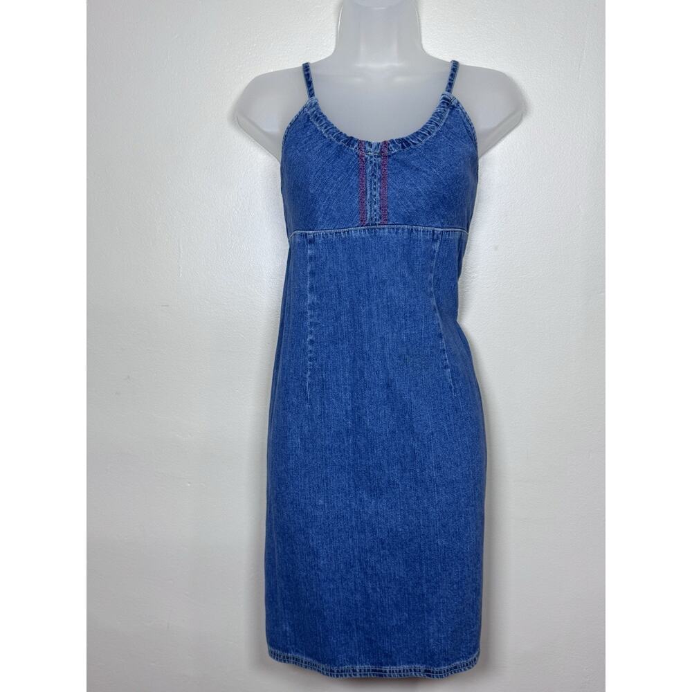 VTG American Eagle Womens Dress Denim Spaghetti Straps Babydoll Y2K 90s 10